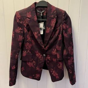 WHBM Burgundy Floral Blazer